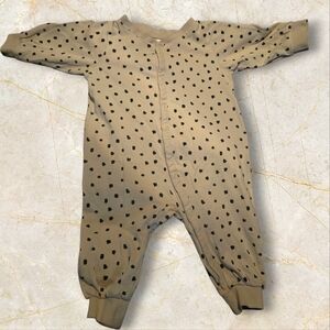 H&M Light beige W Black Polka Dot Kids Footie-Size 6mos